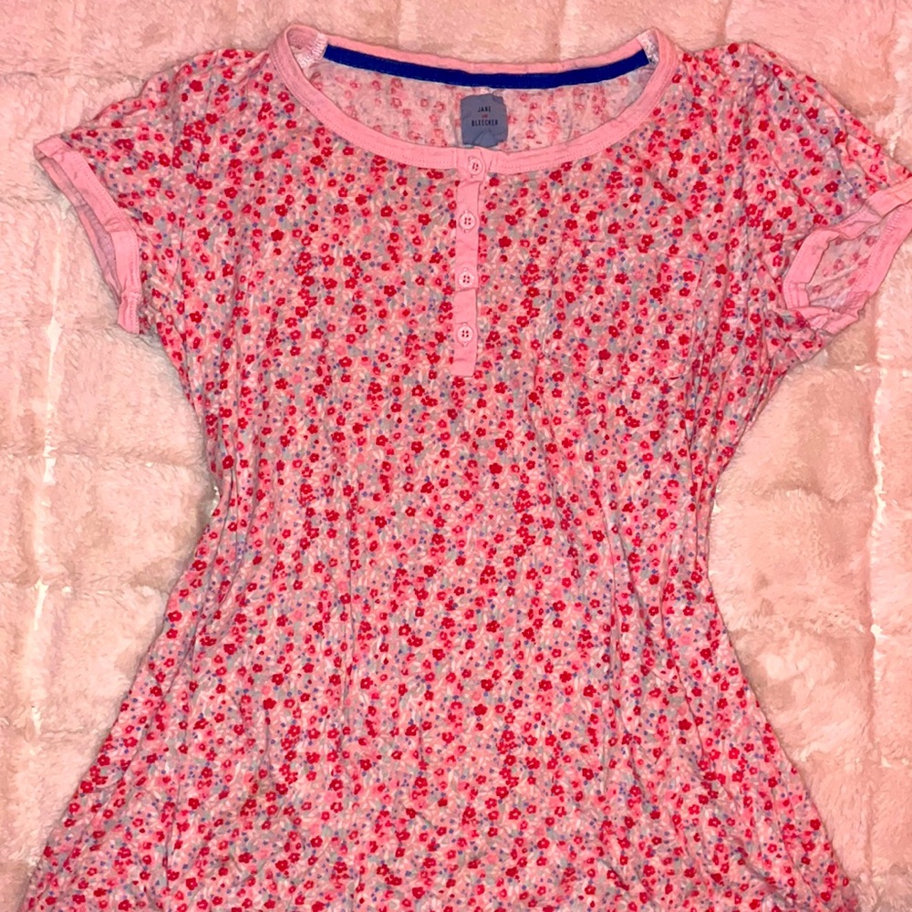 Floral, Gardenia Sleep Night Gown, Short, XS-S, Pink and tones of blue, a MUST!